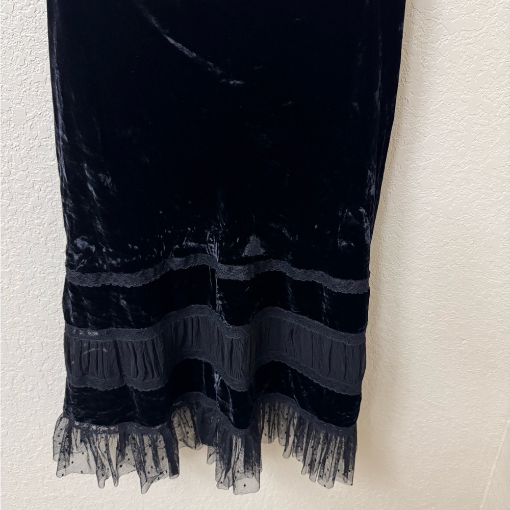 Ralph Lauren Black Velvet Midi Skirt viscose silk Size XL - Picture 3 of 10